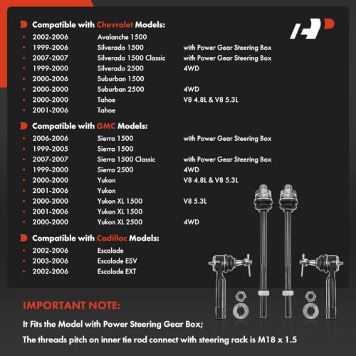 A-Premium Front Inner Outer Tie Rod End Kit, Fix Uneven Tire Wear
