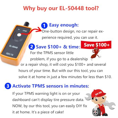 EL50448 TPMS Reset Tool GM TPMS Relearn Tool Chevy Tire Sensor Reset Tool - size: Battery Not Included