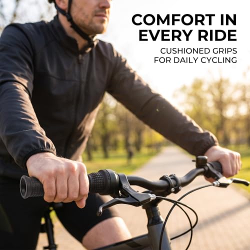2Pcs Black Bike Long/Short Handlebar Grips for Twising Shifter, Shockproof Anti Slip MTB Parts, Anti Slip Soft TPR Rubber Handlebars, Headsets and Stems Grips (Long&Short)