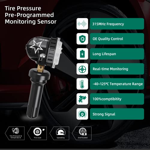TPMS Sensor GM set of 4,315Mhz Chevy GMC Buick Tire Pressure Monitor Sensor - size: 13598771 four sensors