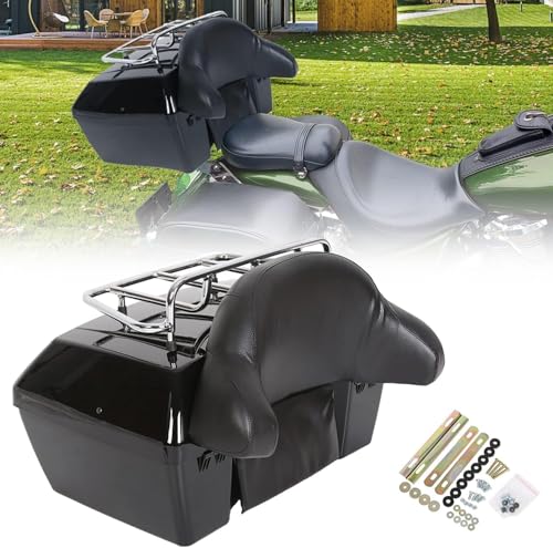 ECOTRIC 50L Motorcycle trunk w/Top Rack and Backrest - color: Black, size: Motorcycle Trunk 50L