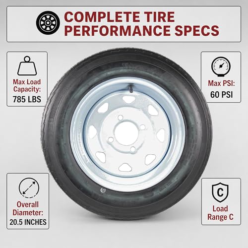 eCustomrim 2-Pack Trailer Tire Rim Assembly 4.80-12 480-12 4 Lug LRC White