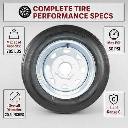 eCustomrim 2-Pack Trailer Tire Rim Assembly 4.80-12 480-12 4 Lug LRC White