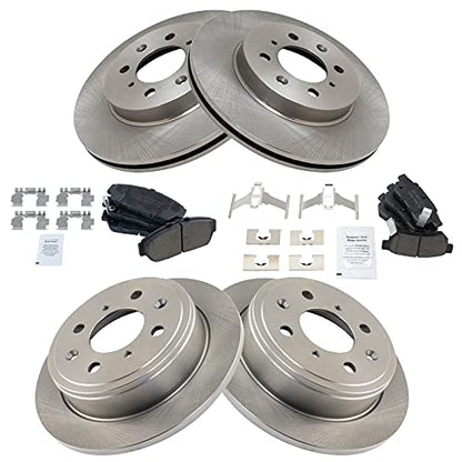 TRQ Front and Rear Brake Pad and Rotor Set Ceramic - style: BKA11166