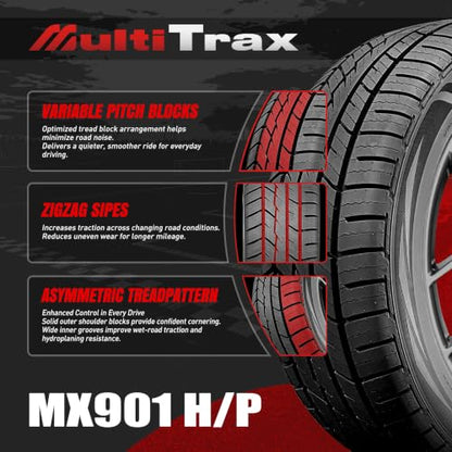 4 Pack Multitrax 235/45ZR18 98W XL High Performance MX901 Car HP Tires - size: 235/45ZR18