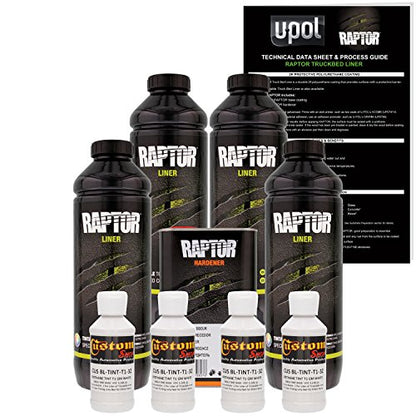U-POL Raptor Gm White Urethane Spray-On Truck Bed Liner & Texture Coating, 4 Liters
