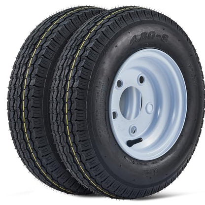 2 Pack 4.80-8 4.80x8 480-8 4.80-8 Trailer Tires with 8'' Rims, 5 Lug on 4.5'', Load Range C, 6PR - size: 480-8, style: 5 Lug