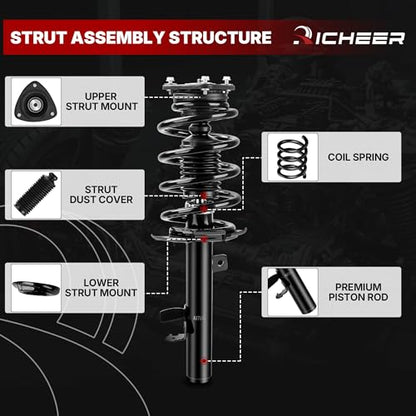 Richeer 172750 Front Strut Shock Assembly Compatible With 2014-2019 Escape - color: 172570, size: 2014-2019 Ford Escape Front Strut Assembly
