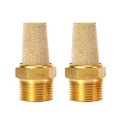 Quickun Air Pneumatic Mufflers, 1/2" Male Thread Sintered Bronze Exhaust Muffler Silencer (Pack of 2) - size: 1/2" Male (2Pcs)