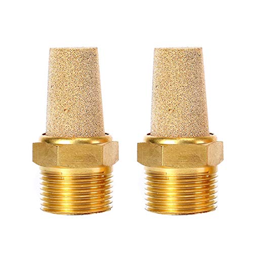 Quickun Air Pneumatic Mufflers, 3/8" Male Thread Sintered Bronze Exhaust Muffler Silencer (Pack of 2) - size: 3/8" Male (2Pcs)