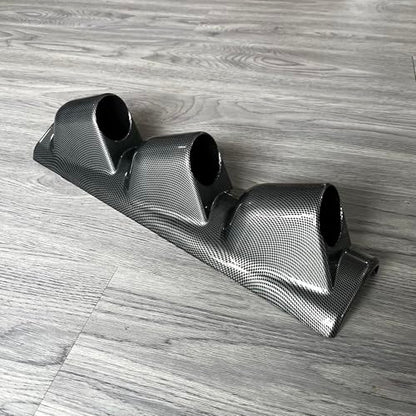 Universal Black 2" 52mm Triple 3 Hole Pillar Gauge Pod Holder - size: LONG CARBON