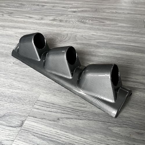 Universal Black 2" 52mm Triple 3 Hole Pillar Gauge Pod Holder - size: LONG CARBON