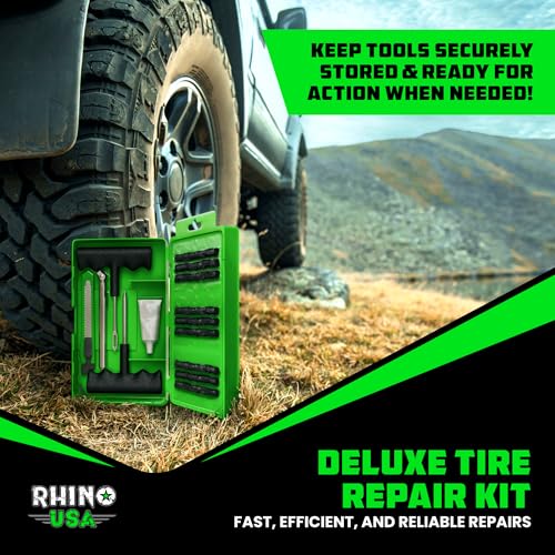 Rhino USA Compact Tire Plug Kit (14-Piece) Tire Repair Kit - size: 14 Piece Set