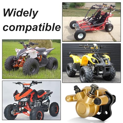 RUTU Brake Caliper for Chinese ATV Quad Golden Go Kart Brake Caliper - color: Gold, size: Left exhaust screw