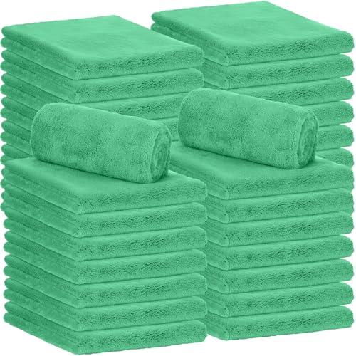 Shimeyao 30 Pcs 16 x 16 Inch Edgeless Microfiber Plush Towels for Cars Detailing Drying Wash Polishing Absorbent Cleaning Cloths, 500 GSM (Grass Green) - color: Grass Green, size: 16 x 16 Inch