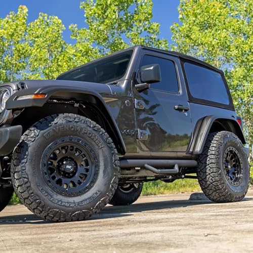 Rough Country 82 Series One-Piece Aluminum Wheel - 17x9, 5x4.5" Bolt Pattern, 12mm Offset, Gloss Black with Rugged 8-Spoke Design