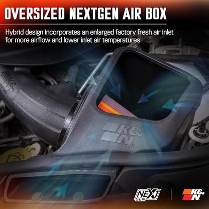 K&N NextGen Cold Air Intake System: High-Flow Cotton Filter: Compatible with 2016-2025 Dodge/Jeep: Durango, Grand Cherokee, Grand Cherokee WK, 50-1572 - style: NextGen