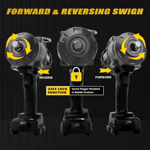 Cordless Impact Wrench 1/2" Compatible with Dewalt 20V Battery - color: Black 2000n 1/2in