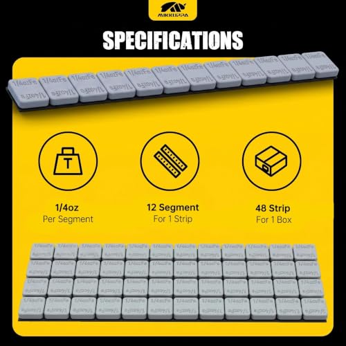 MIKKUPPA 1/4oz Adhesive Stick on Wheel Weights Gray 0.25oz, 144oz/Box - color: Grey, size: 576 PCS