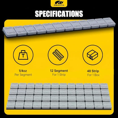MIKKUPPA 1/4oz Adhesive Stick on Wheel Weights Gray 0.25oz, 144oz/Box - color: Grey, size: 576 PCS