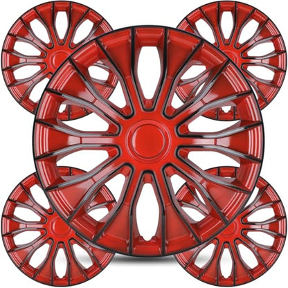 Winjet 16 inch Universal Hubcaps for Steel Wheel Rims Cover,Snap On Car Truck SUV Wheel Rim Covers,Steel ABS+PC Material Set of 4(16 inch,Black Lacquer & Red Lacquer) - color: Black Lacquer & Red Lacquer (5086-BRB-16), size: 16 inch