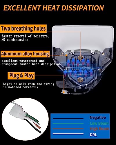 LED Dirt Bike Headlight Enduro Motocross Lights for 2017-2024 Husqvarna - color: white C