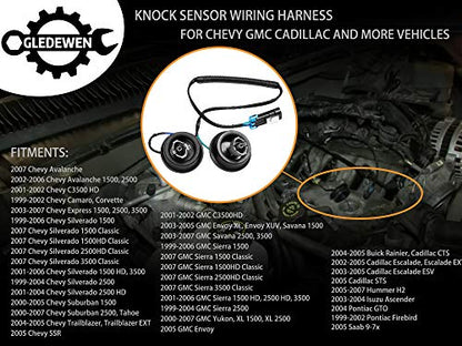 Knock Sensor Wiring Harness | for Chevy Suburban Silverado Avalanche Tahoe, GMC Sierra Yukon, Cadillac & More GM Vehicles | Replace# 12601822, 917-033 - style: Wiring Harness