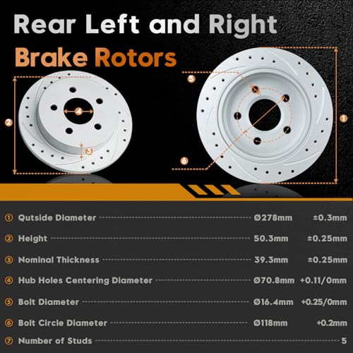 BETTHAND Front And Rear Brake Pads And Rotors Compatible With Chevy - size: 56641*2+56629*2+D1224-7693+D814-7387