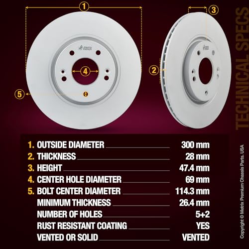 Metrix Premium Chassis Parts 300 & 284mm F/R Brake Rotor Kit Fits Hyundai - size: 96319MT