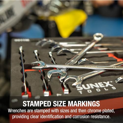 Sunex 9911M 13 Pc. V-Groove Metric Wrench Set in EVA Foam 7mm-19mm - size: 13 Pc. Metric Wrench Set