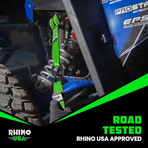 Rhino USA Soft Loop Tie Down Straps (4-Pack) - Motorcycle Handlebar Straps - color: Green 4-Pack
