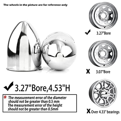 2Pcs 3.27" OD 4.53" H Pointed Top Trailer Wheel Center Caps for Rim - color: Chrome, size: 3.27" OD 4.53" H