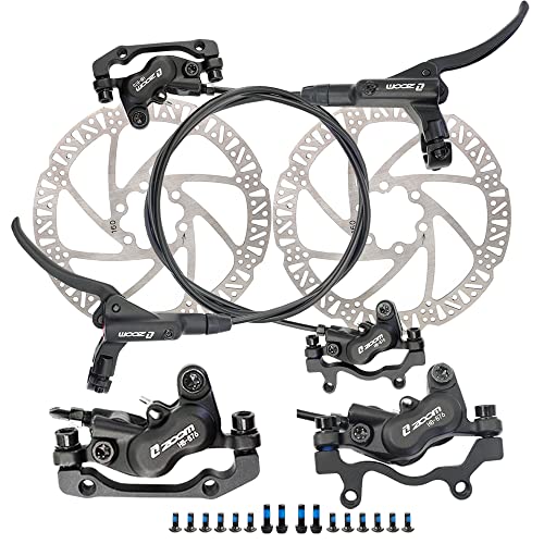 JFOYH zoom HB876 4-Piston Pre-Bled Hydraulic Disc Brake Set for Mountain Bike, Bike Disc Brake Kit with 160mm Rotors, Front and Rear Levers(PM Adapter Included) - Left-Front&Right-Rear - color: ZM3000 Black