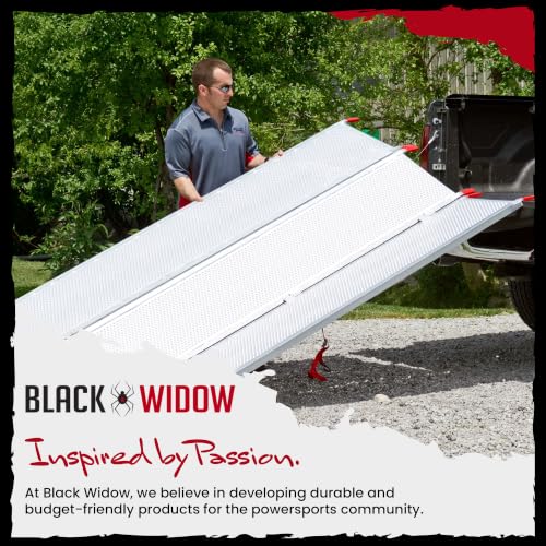 Black Widow Extra Wide Punch Plate Aluminum Folding ATV Ramp, 1,500 Pound Capacity, 7' 10", Silver - Heavy Duty Truck Loading Ramp Accessories - size: 94" x 54" x 1.88"