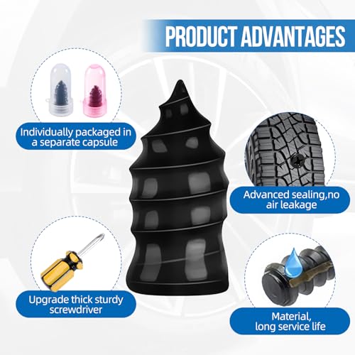 72Pcs Tire Plug Kit, Tire Repair Screws Flat Tire Repair Kit