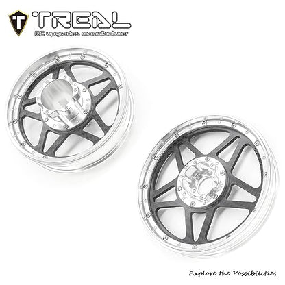 TREAL Losi Promoto MX Front and Rear Wheels(2P), CNC Machined Aluminum w Carbon Rims for Losi 1/4 FXR Motorcycle(Silver) - color: silver