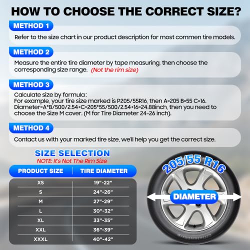 Moonet Thickened PVC Leather Tire Cover,Black 4-Pack, Universal Fit 30-32" - color: Black 4 Pack, size: L for Tire Diameter 30-32inch