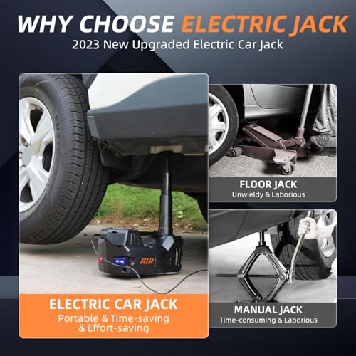 STANDTALL Electric Car Jack 5 Ton 12V Hydraulic Jack, Built-in Inflator - color: Black