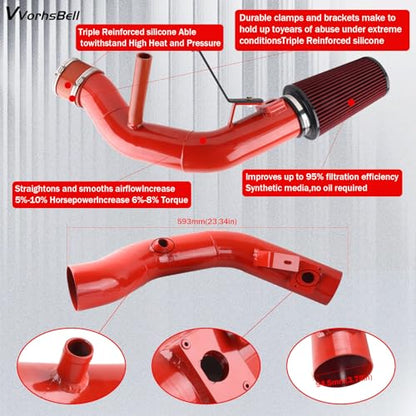 6.0 Powerstroke Cold Air Intake for 03-07 Ford F250 F350 F450 - color: RED - 6.0L (2003-2007)