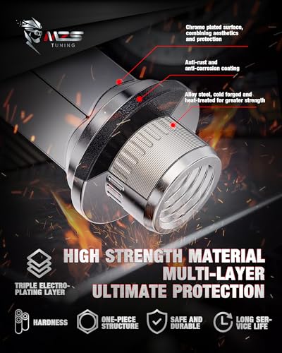 MZS M12x1.5 Lug Nuts 21mm Hex Closed End 1.85 Inch Length Chrome 24PCS - size: M12X1.5-1.85" (47mm) Long