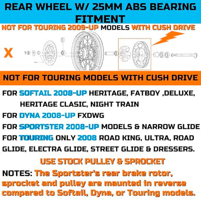 FatFlex 16" Rear Wheel Chrome Fat Spokes 3.5" Rim - color: 16" x 3.5" Chrome+Chrome+Chrome(NON-ABS)