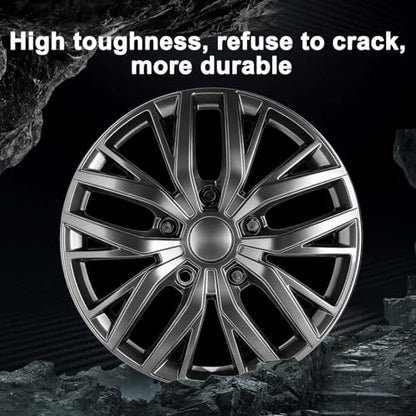 17-Inch Silver ABS Hubcaps with Steel Rings & Adjusters, Patented Design, Universal Fit, Set of 4 Wheel Covers (Gunmetal Grey) - color: Gunmetal Grey