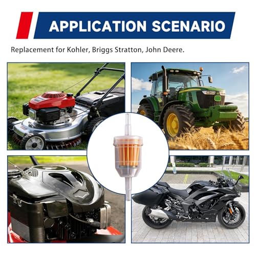 36 Pack Gas Inline Fuel Filter 1/4 x 5/16 - Replacement for Briggs & Stratton, John Deere & Kawasaki
