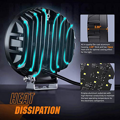 Nilight Pro Series 2PCS 7 Inch Round LED Driving Offroad Light 85W 10200LM - color: 2Pcs 85W 7Inch LED Light Kit