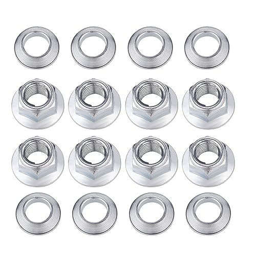 M10x1.25 ATV Locking Lug Nuts Set for Yamaha Blaster Banshee Raptor Warrior YFZ450 YFZ660 Kawasaki 400 Suzuki 400 - style: 8x M10 Flange Lug Nuts and 8X special tapered adaptors