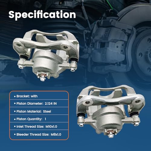 2 Pcs Brake Calipers Assembly 19B3300 19B3301 Fit for 2006-2011 Hyundai Accent Kia Rio Dodge Attitude, Left & Right Front Disc Brake Calipers with Bracket - size: 19B3300+19B3301