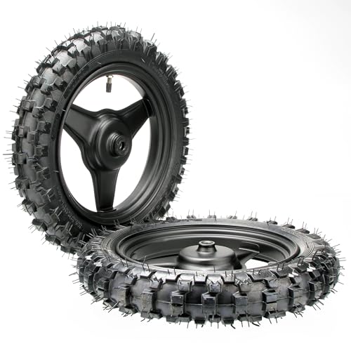 Front and Rear Rim Wheel PW50 Pair of Rim Tire Dirt Bikes ATV Motocross Brake Wheel Assembly Replacement for Yamaha (Black)