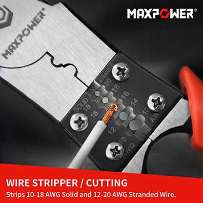 MAXPOWER Multi 3-Pc Pliers Set – 8" Long Nose, Linesman & Side Cutter