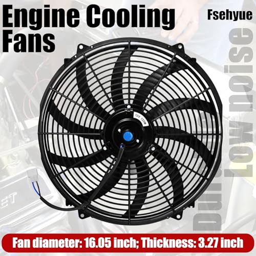 16" Universal Electric Radiator Fan Push Pull Slim Fan High Performance Cooling Fan 80W 12V Mount Kit 1PCS - size: 16 inch- 1PC