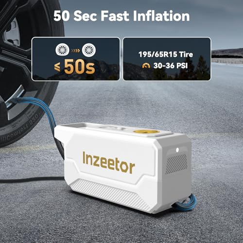 150 PSI Tire Inflator Portable Air Compressor with Digital Pressure, White - color: White